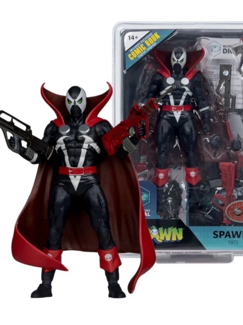 Spawn -1977 Spawn (Black & White Variant) Figure with Comic - 7 Inch